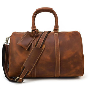 Men Genuine Cowhide Leather Duffel Bag