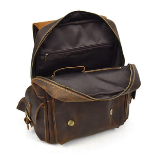 Open Leather Backpack with inside pockets