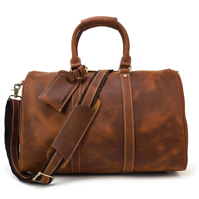 Men/Women Genuine Leather Duffel Bag
