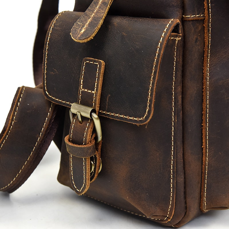 Side Pocket of Leather Backpack