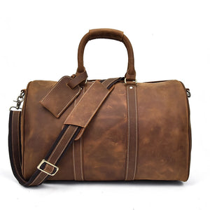 Men Genuine Cowhide Leather Duffel Bag