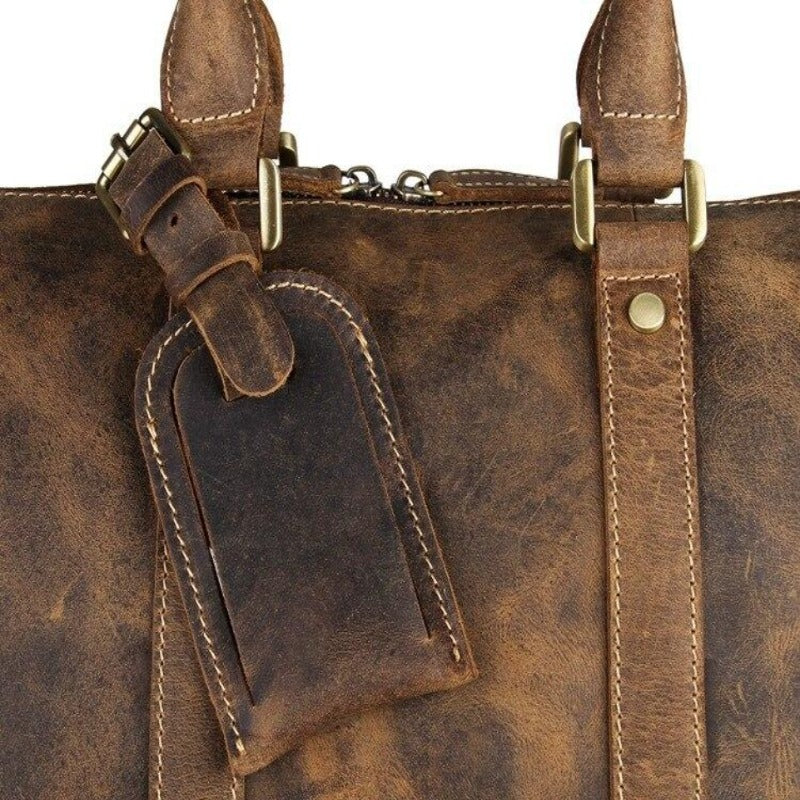 Men's vintage crazy horse leather travel bag 18" Genuine leather travel duffel cowhide large tote bag Large messenger bag