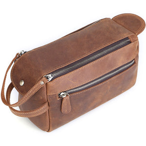 Crazy Horse Leather Dopp Kit Bag