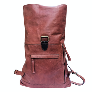 Dark Tan Leather Backpack