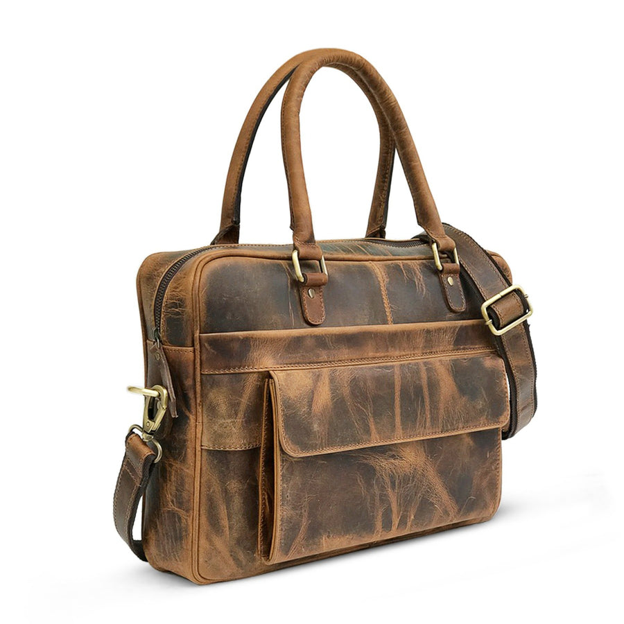 Hunter Brown Leather Laptop Bag