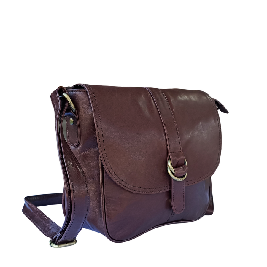 Dark Brown Leather Ladies Sling Bag