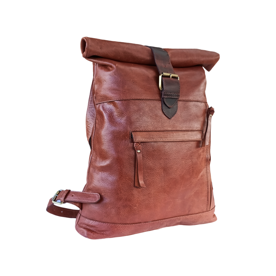 d&d leather backpack Dark Tan Leather Backpack