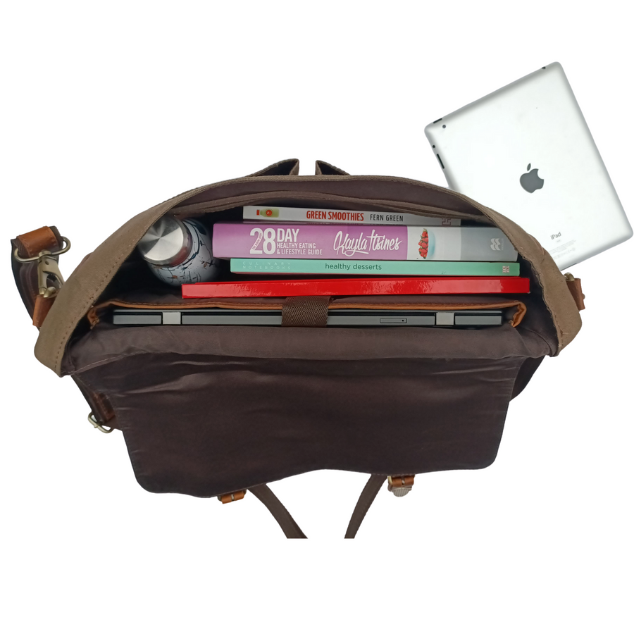 Canvas Hunter Brown Leather Laptop Bag