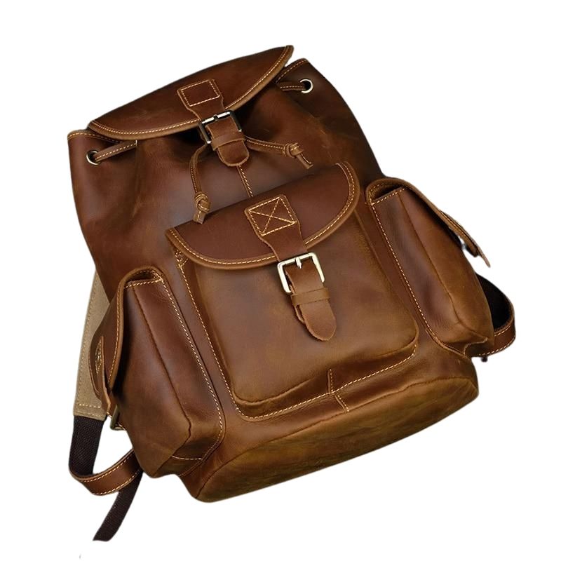 Unisex Crazy Horse Leather Backpack